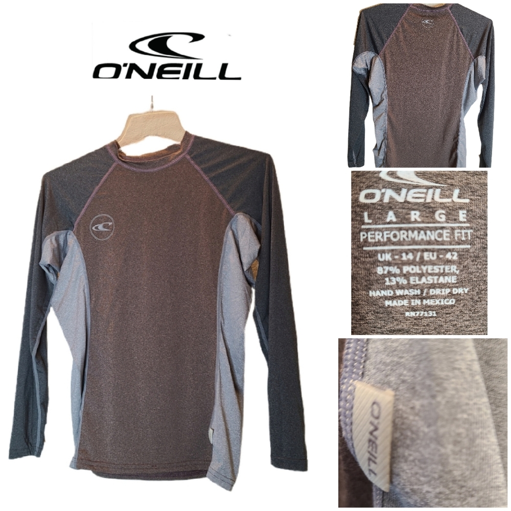 O'NEILL PERFORMANCE FIT SHIRT, GREY & BROWN SIZE M